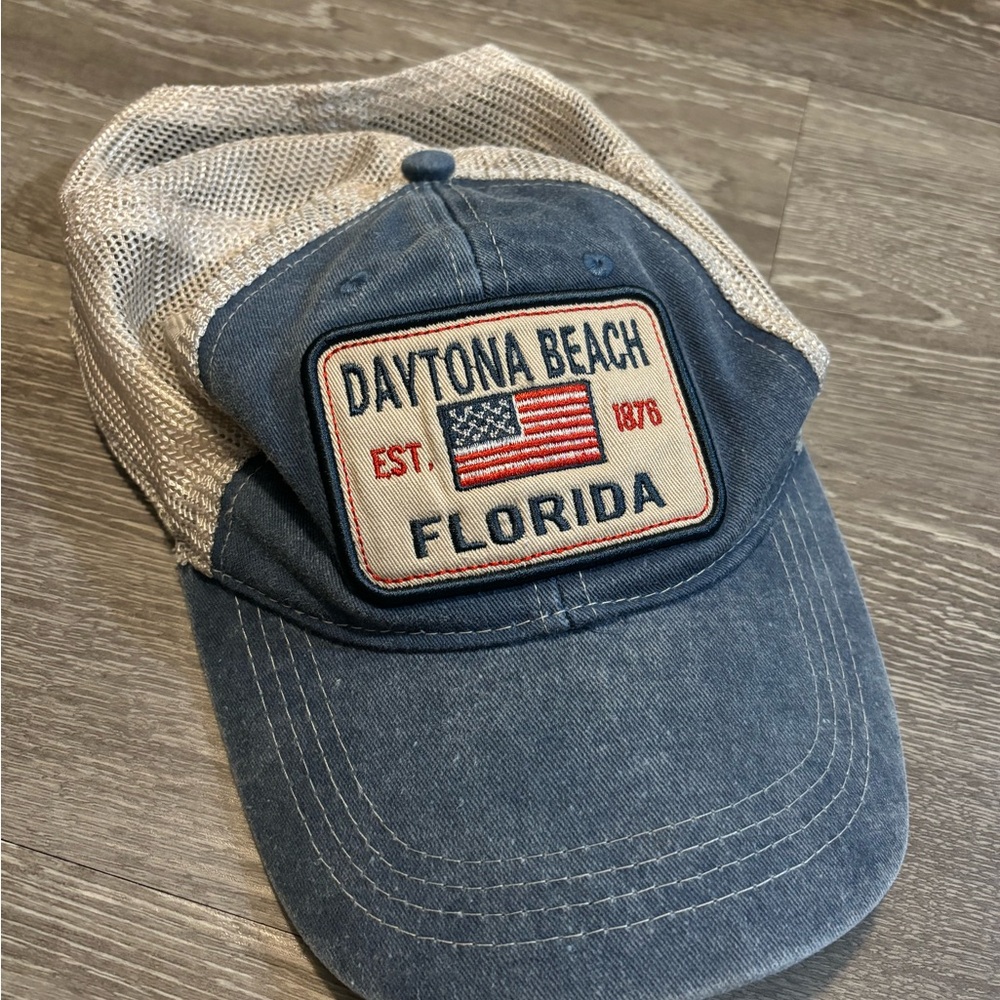 Vintage Daytona Beach Florida denim Blue snap back mesh Cap beach summer 90s